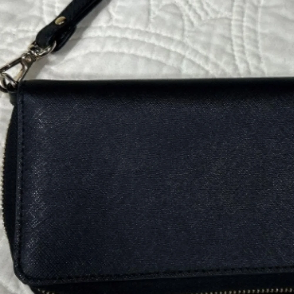 > Michael Kors Black Saffiano Leather Wristlet